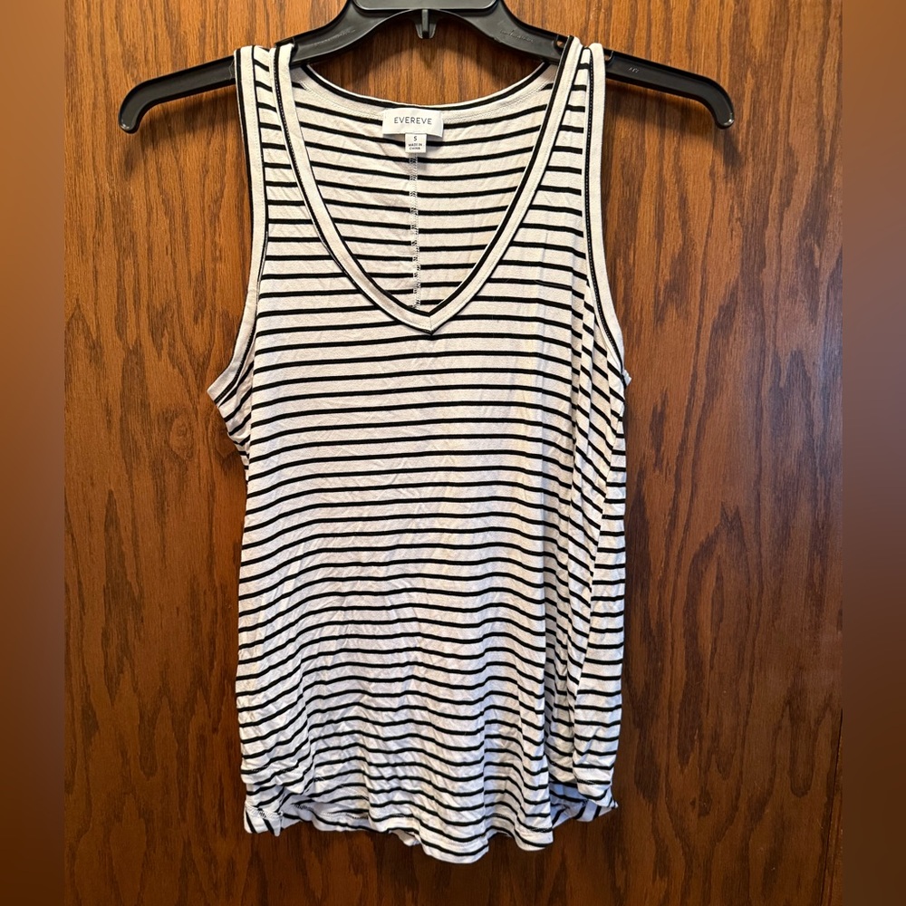Evereve Black and White Striped Women's Tank Top